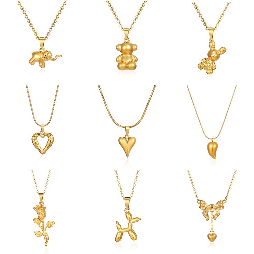 Stainless Steel Pendant Necklace 18K Gold-Plated Chain Trendy Jewelry Wholesale