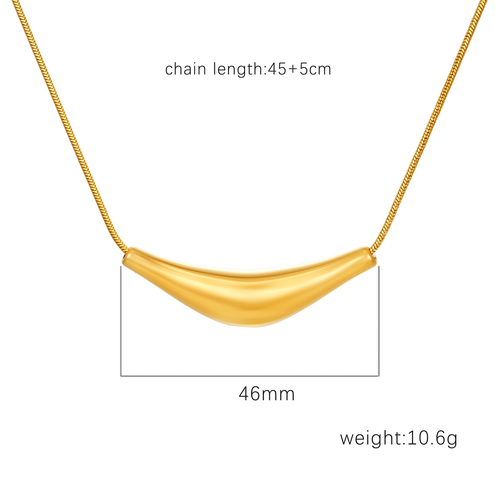 Stainless Steel Pendant Necklace 18K Gold-Plated Chain Trendy Jewelry Wholesale