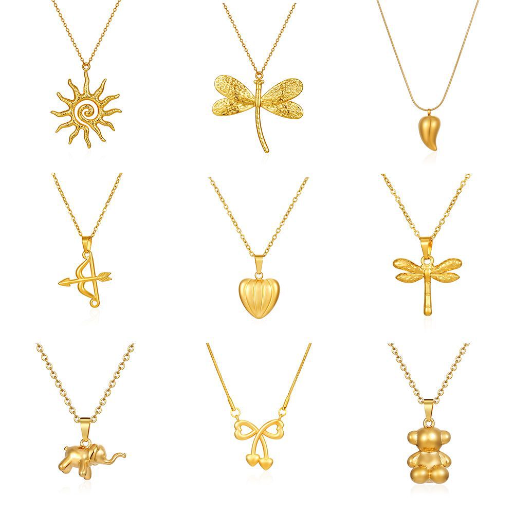 Stainless Steel Pendant Necklace 18K Gold-Plated Chain Trendy Jewelry Wholesale