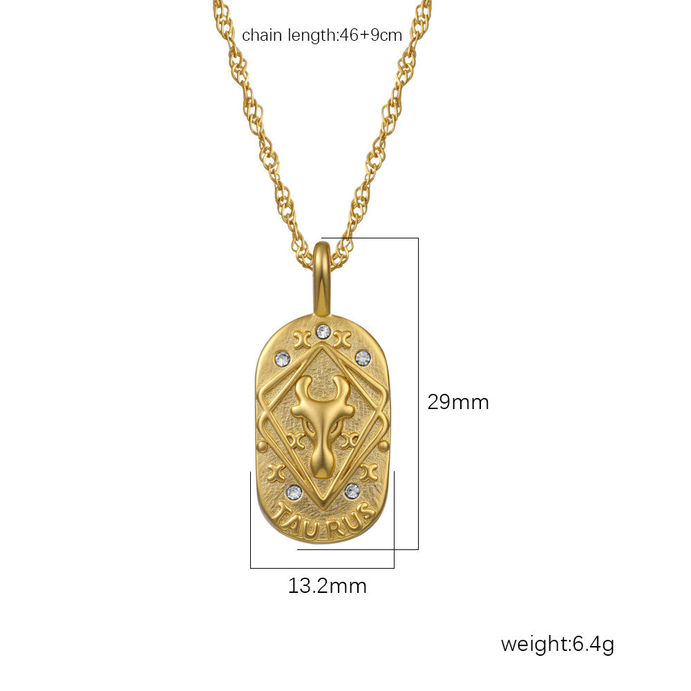 12 Zodiac Sign Pendant Necklace Luxury Gold-Toned Necklace