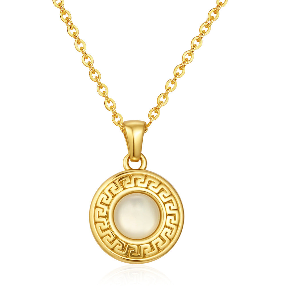 Stainless Steel Necklace Retro Geometric Collarbone-Length Necklace