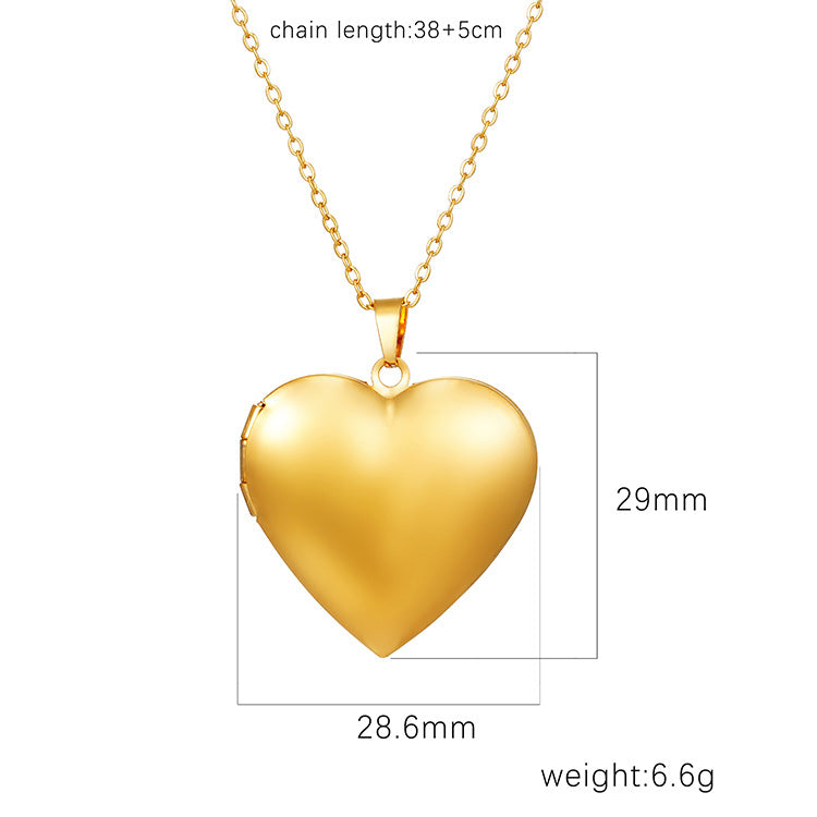 Mirrored Stainless Steel Photo Frame Necklaces DIY Photo Frame Necklaces with Removable Photo Inserts Heart-Shaped Wholesale