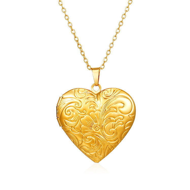 Mirrored Stainless Steel Photo Frame Necklaces DIY Photo Frame Necklaces with Removable Photo Inserts Heart-Shaped Wholesale