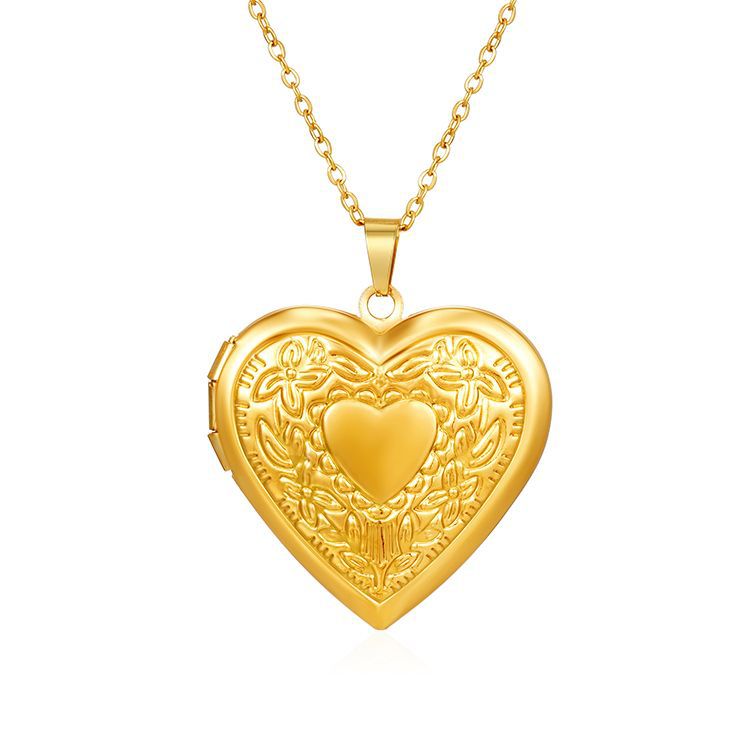 Mirrored Stainless Steel Photo Frame Necklaces DIY Photo Frame Necklaces with Removable Photo Inserts Heart-Shaped Wholesale