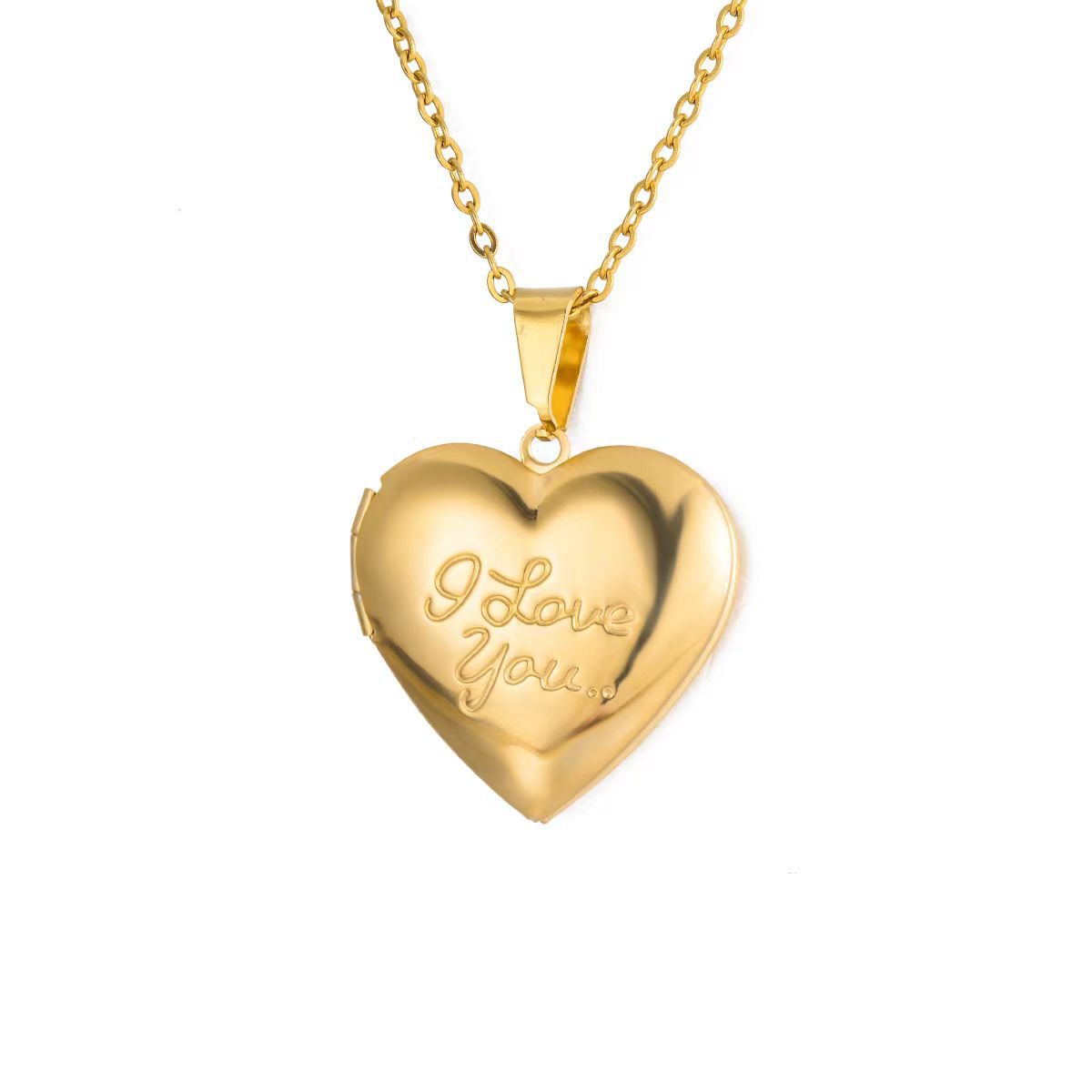 Mirrored Stainless Steel Photo Frame Necklaces DIY Photo Frame Necklaces with Removable Photo Inserts Heart-Shaped Wholesale