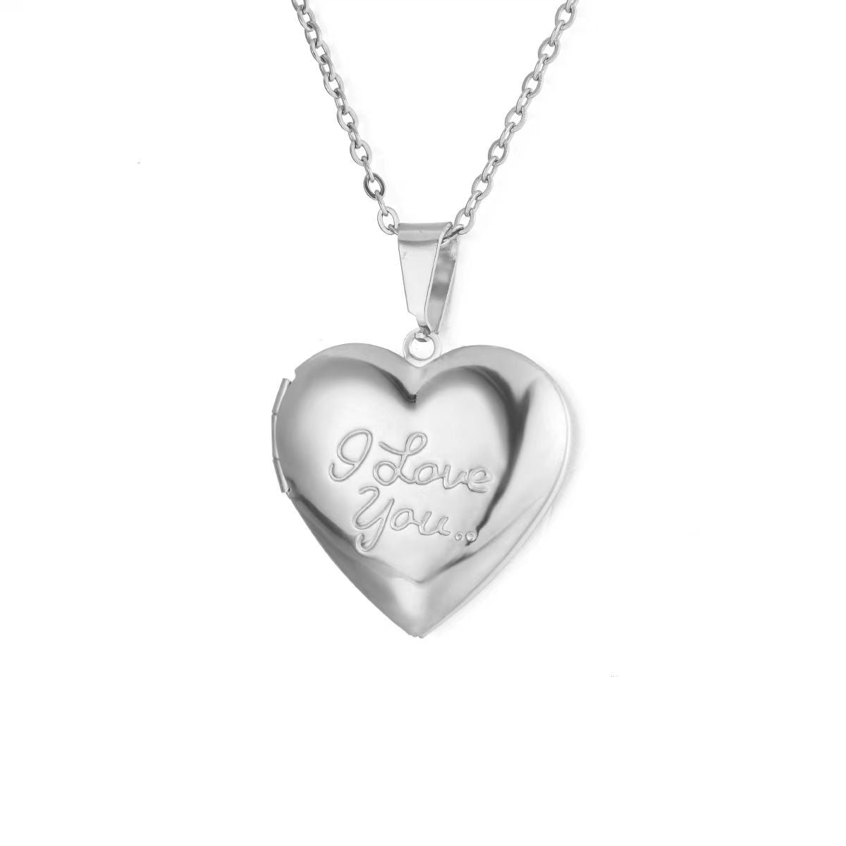 Mirrored Stainless Steel Photo Frame Necklaces DIY Photo Frame Necklaces with Removable Photo Inserts Heart-Shaped Wholesale