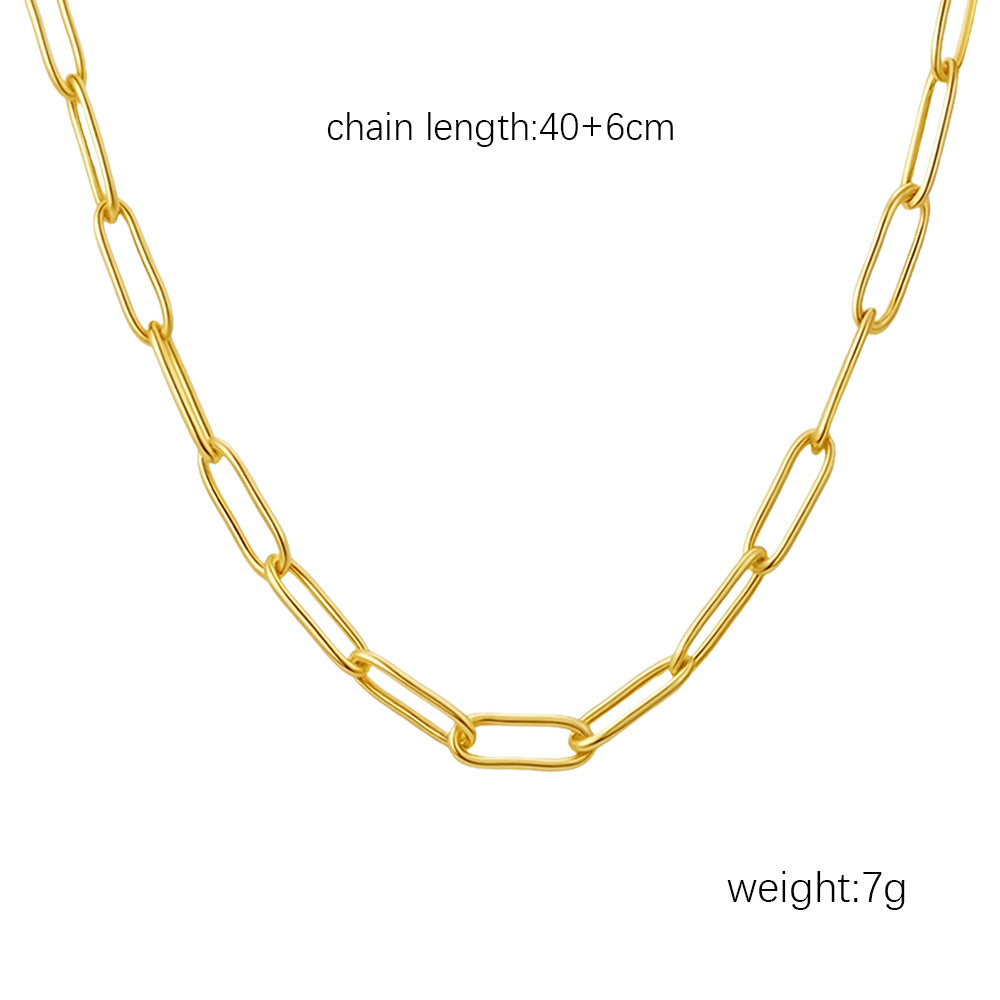 Custom Stainless Steel Plain Ring Oval Link Necklace Cuban Chain Necklace