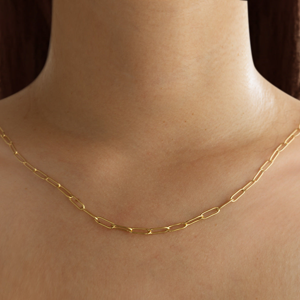 Custom Stainless Steel Plain Ring Oval Link Necklace Cuban Chain Necklace