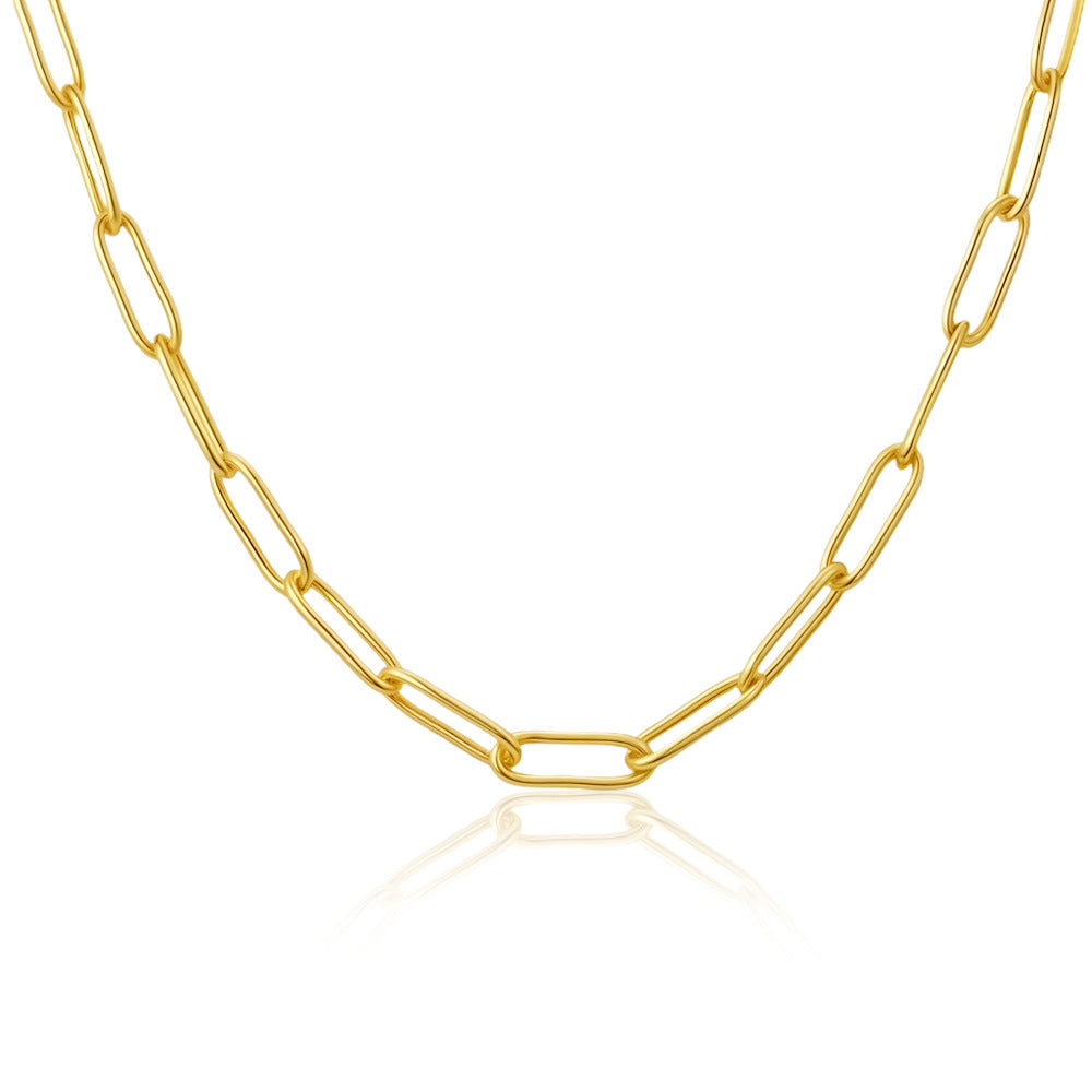 Custom Stainless Steel Plain Ring Oval Link Necklace Cuban Chain Necklace