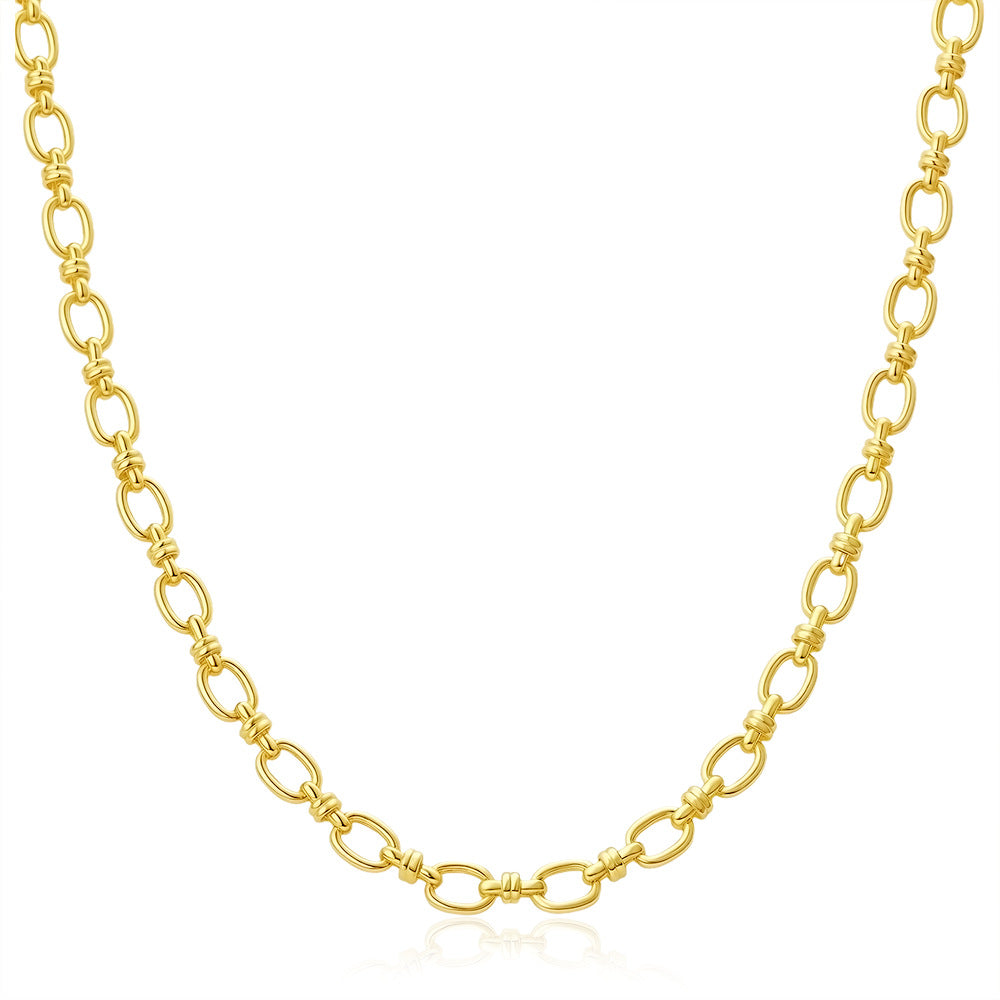 Custom Stainless Steel Plain Ring Oval Link Necklace Cuban Chain Necklace