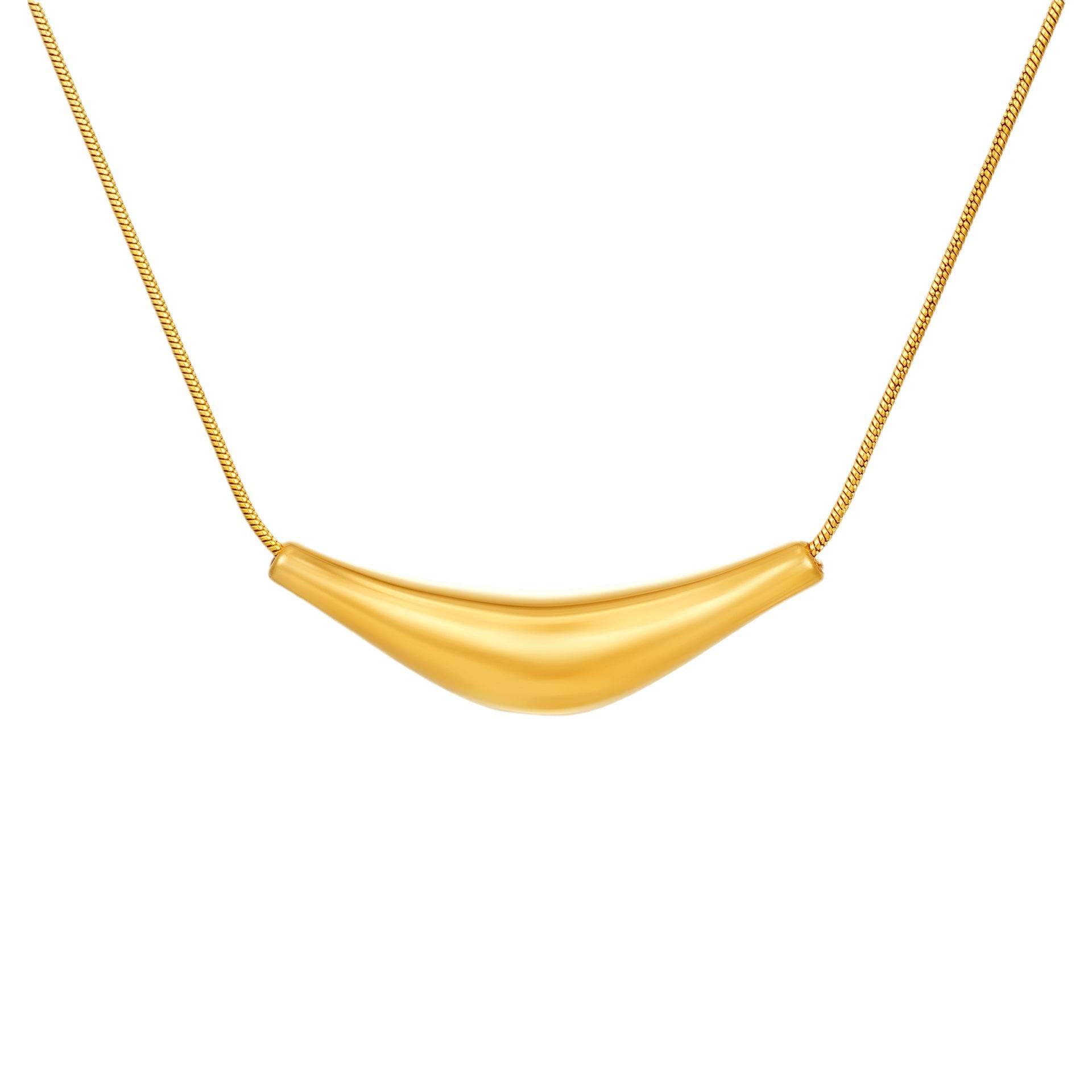Minimalist Instagram-style necklace: Trendy, unique, hip-hop, niche design with a polished electroplated horn-shaped titanium steel chain