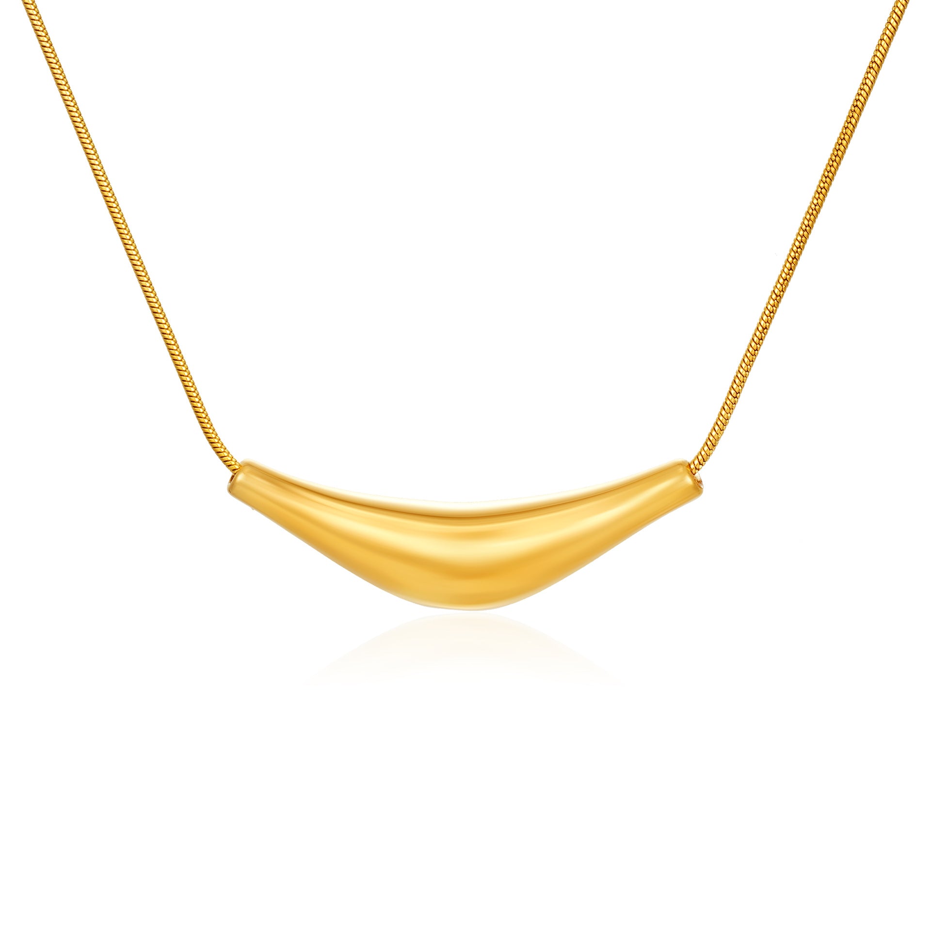 Minimalist Instagram-style necklace: Trendy, unique, hip-hop, niche design with a polished electroplated horn-shaped titanium steel chain
