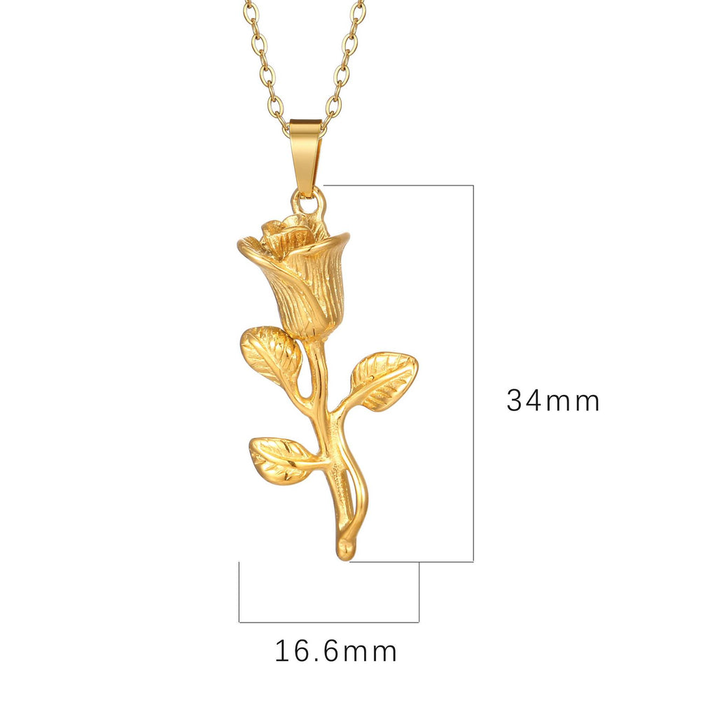 Rose Necklace Pendant Versatile Pendant Collar Bone ChainTitanium Steel Hypoallergenic