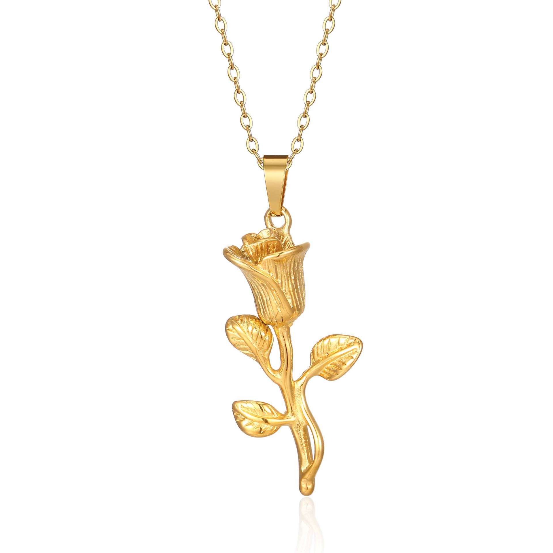 Rose Necklace Pendant Versatile Pendant Collar Bone ChainTitanium Steel Hypoallergenic