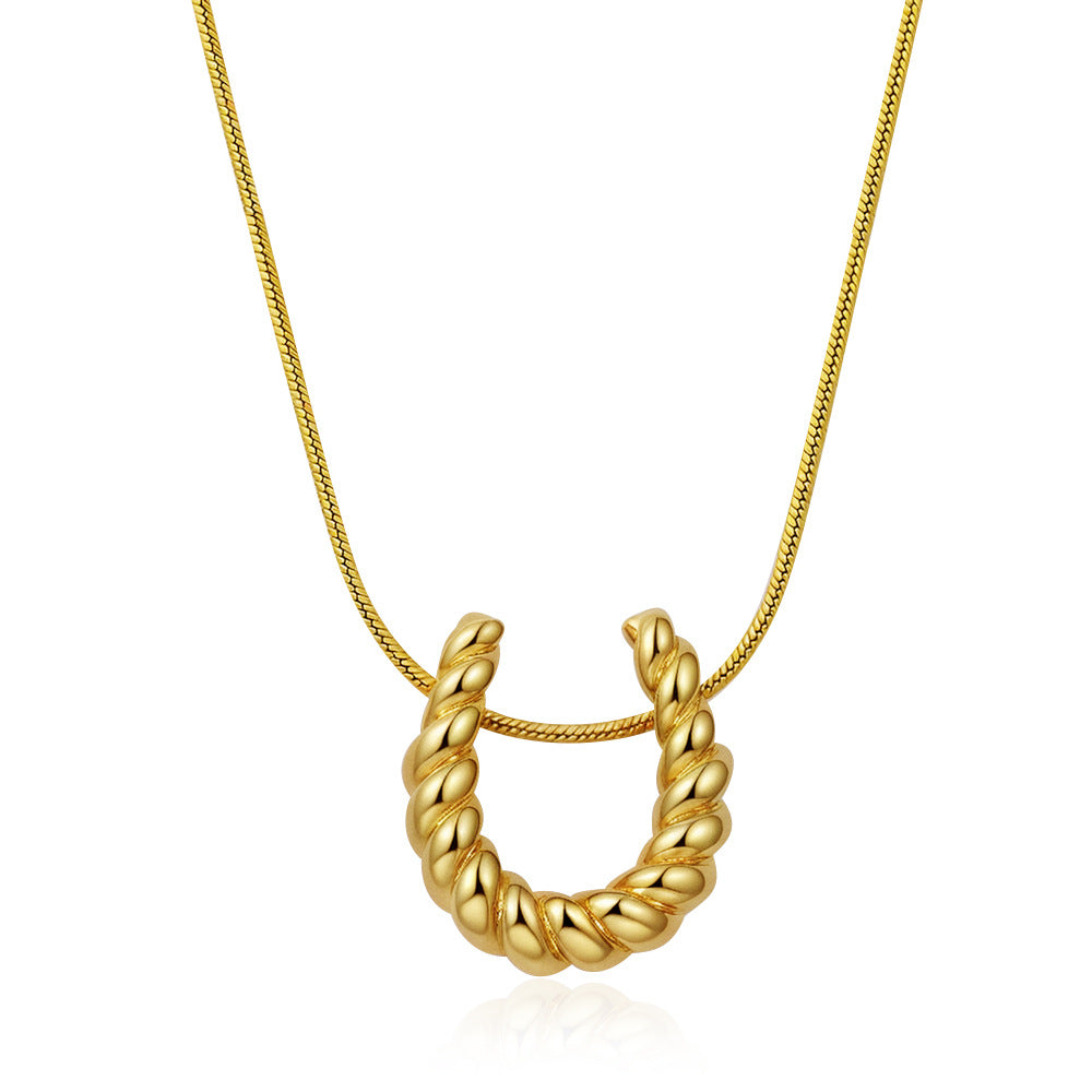 Women's Titanium Steel Necklace Vintage Luxe Minimalist Versatile and Elegant Collar-Length Necklace