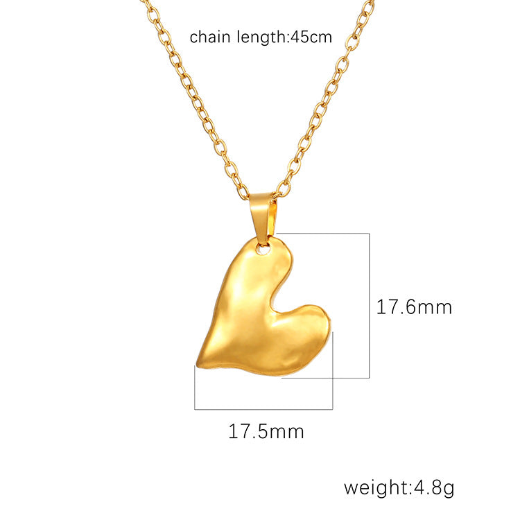 Minimalist and Stylish 3D Heart Necklace for Women: Asymmetrical, Irregular Heart Design with a Luxurious Look, Titanium Steel Collar Chain