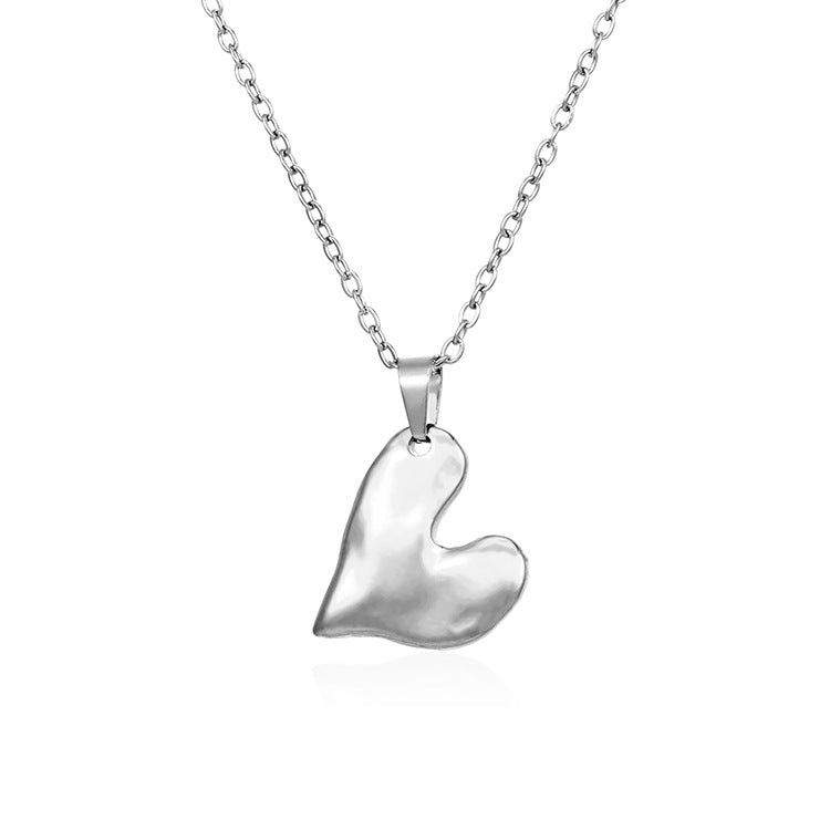Minimalist and Stylish 3D Heart Necklace for Women: Asymmetrical, Irregular Heart Design with a Luxurious Look, Titanium Steel Collar Chain