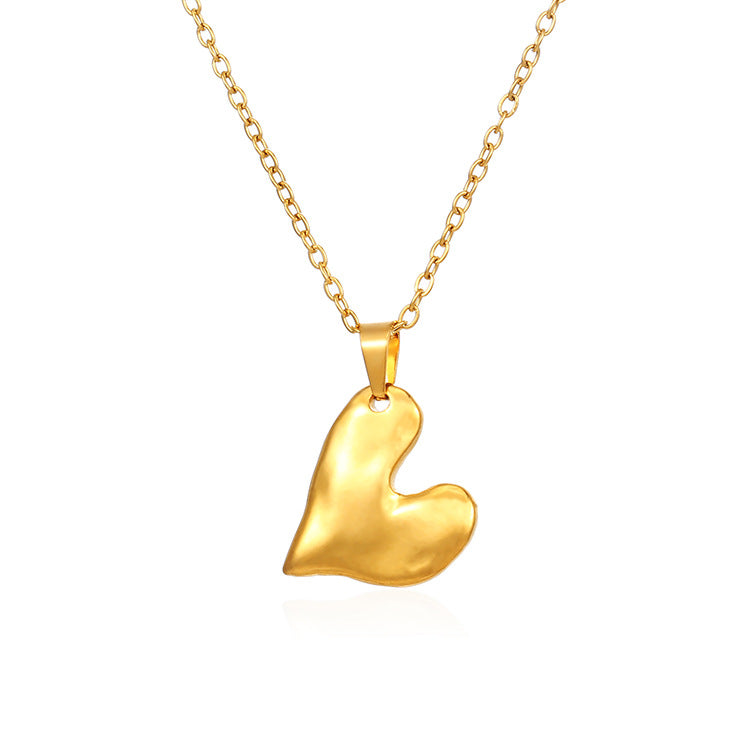 Minimalist and Stylish 3D Heart Necklace for Women: Asymmetrical, Irregular Heart Design with a Luxurious Look, Titanium Steel Collar Chain