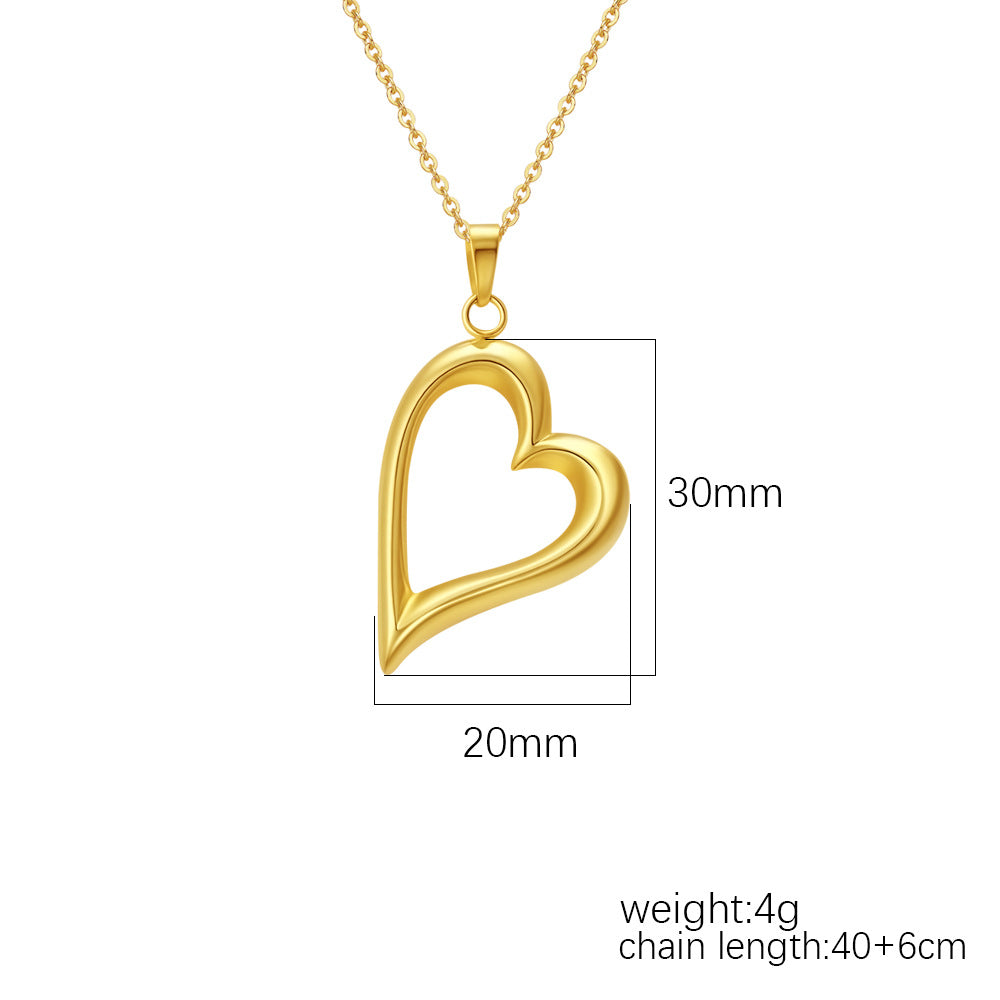 18K Gold-Plated Vintage Titanium Steel Collar Chain Wholesale of Oversized Heart-Shaped Stainless Steel Necklaces