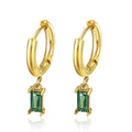 Classic-style Rectangular Stone-Green Zircon Earrings with Tassel Clasps Unique and Compact Hoop Earrings