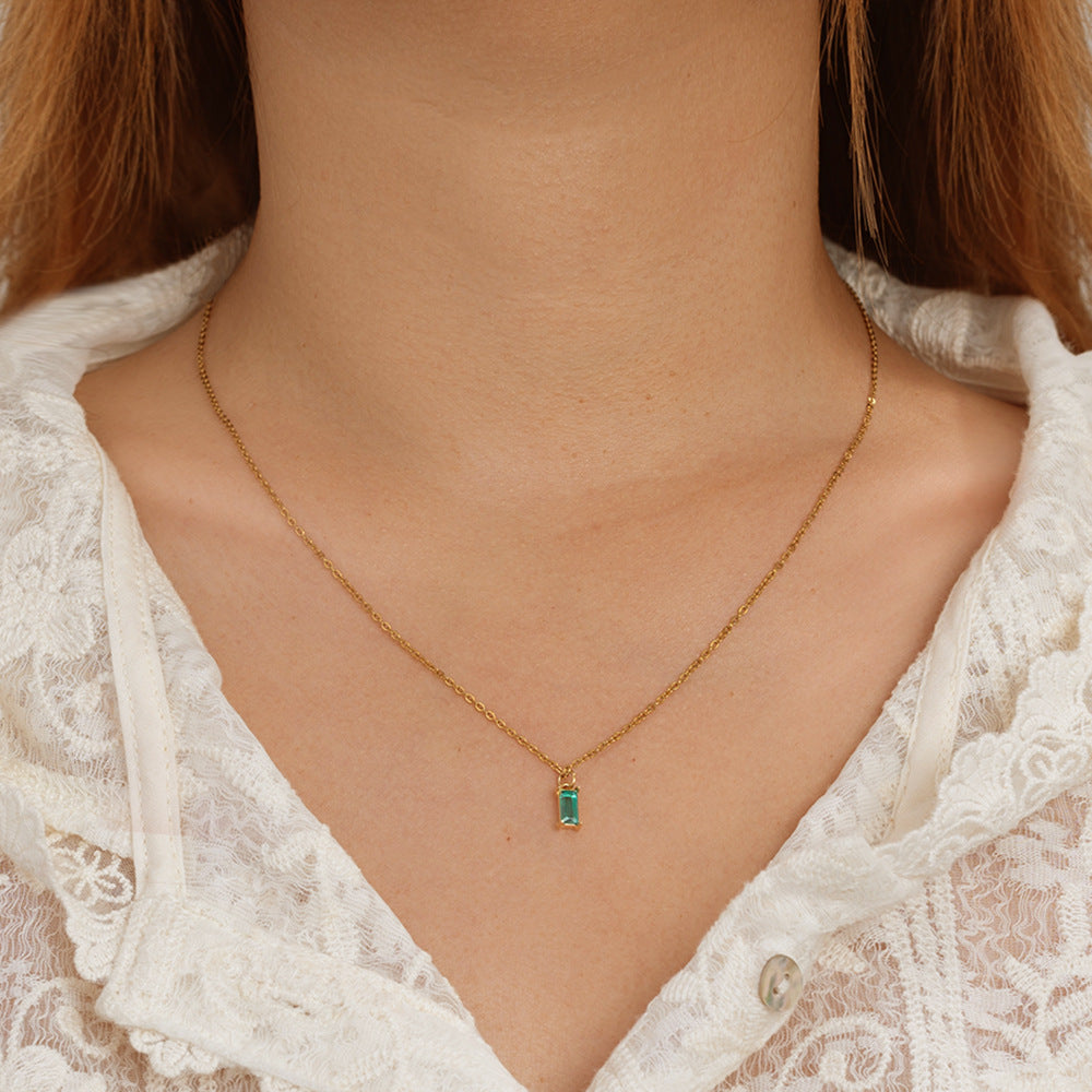 Classic-style Rectangular Stone-Green Zircon Earrings with Tassel Clasps Unique and Compact Hoop Earrings