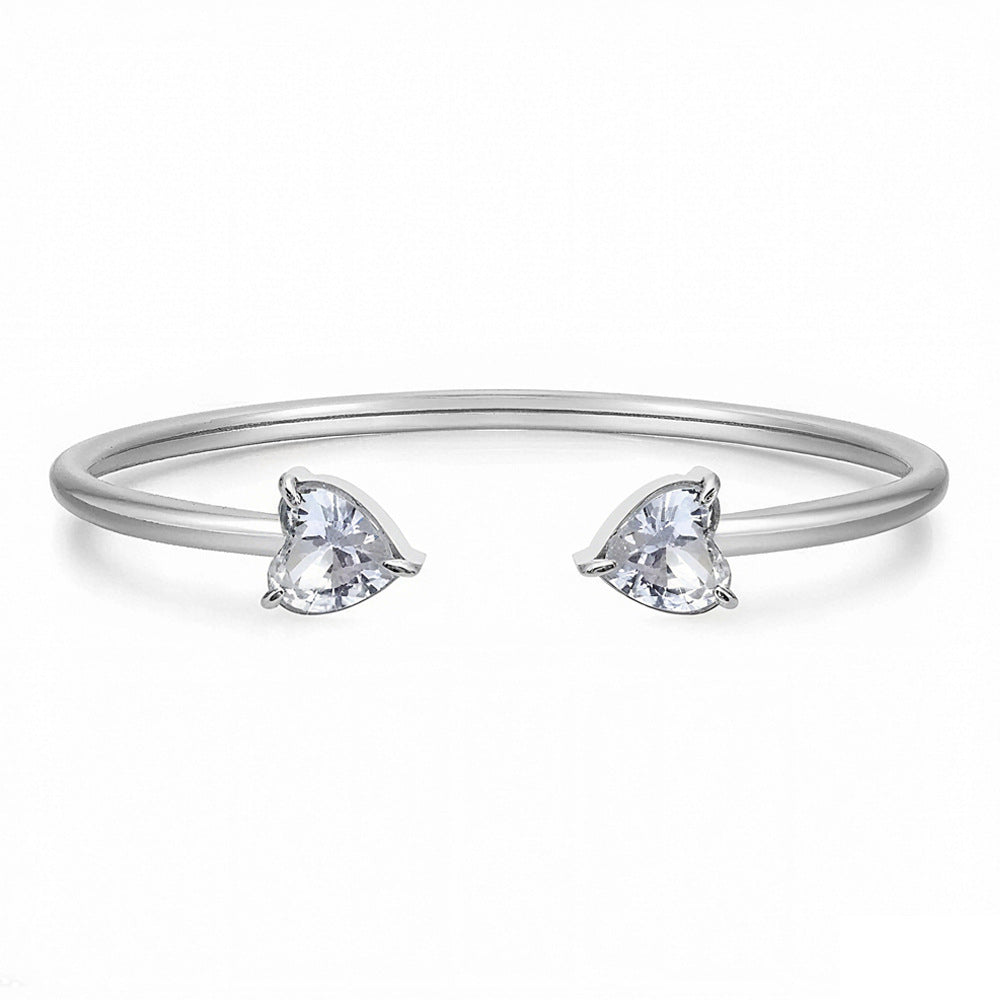 Stainless Steel Zircon Bracelet Heart-Shaped Diamond-Studded Open-Style Women's Bracelet Wholesale