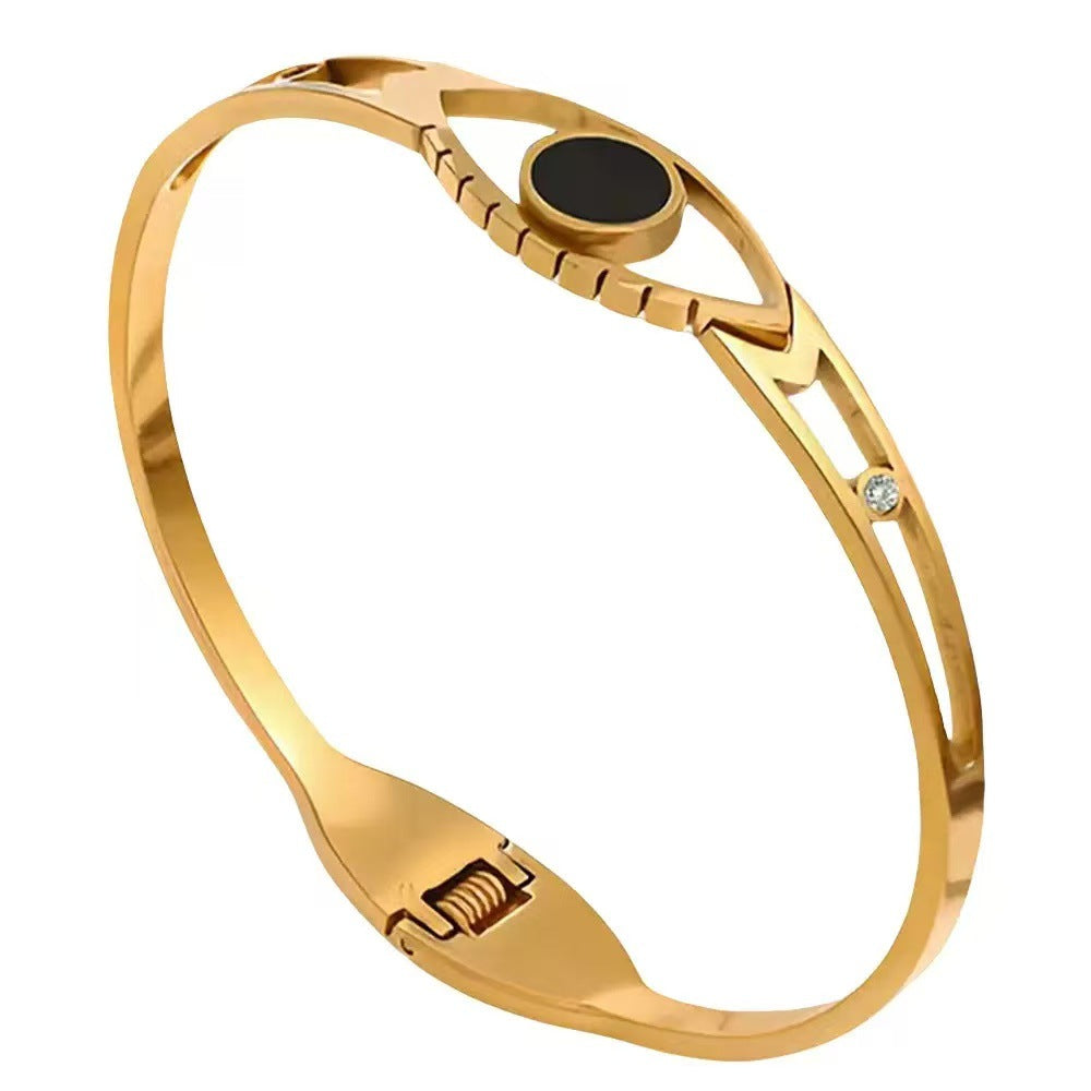 Minimalist Geometric-Patterned Titanium Steel Bracelet Openwork Design Light Luxury