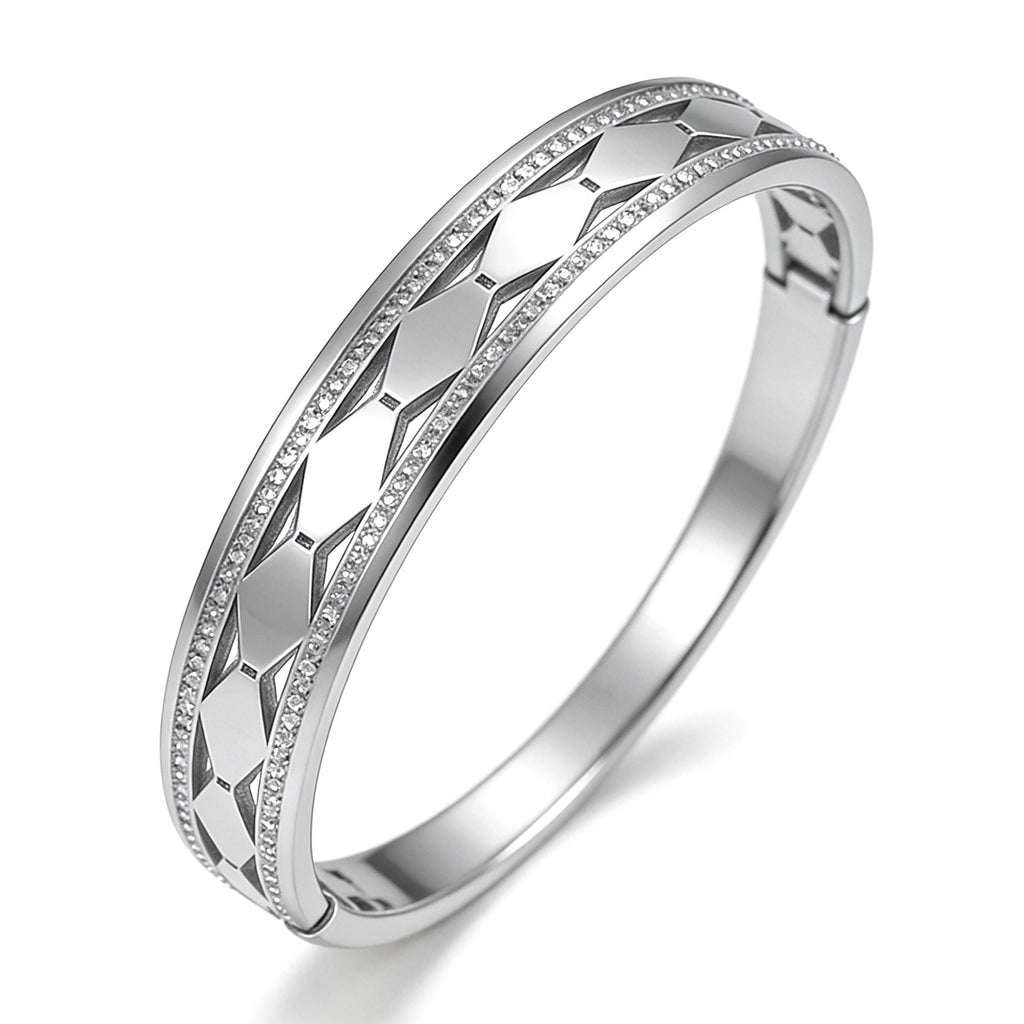 openwork double-row diamond-studded bracelet stylish minimalist stainless steel bracelet