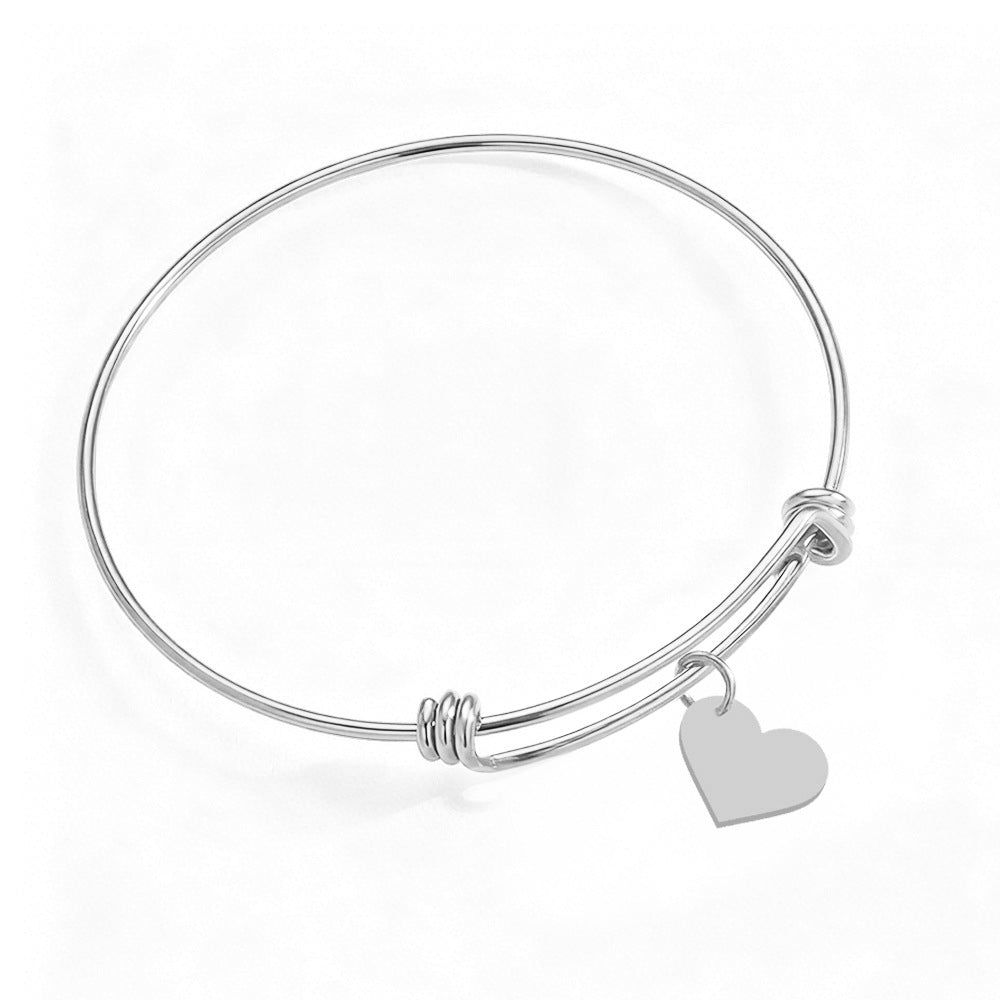 Heart-Shaped Stainless Steel Bracelet with Engraving: Romantic Couple's Bracelet