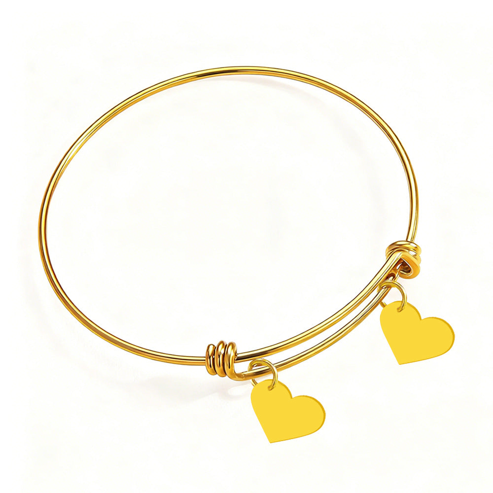 Heart-Shaped Stainless Steel Bracelet with Engraving: Romantic Couple's Bracelet