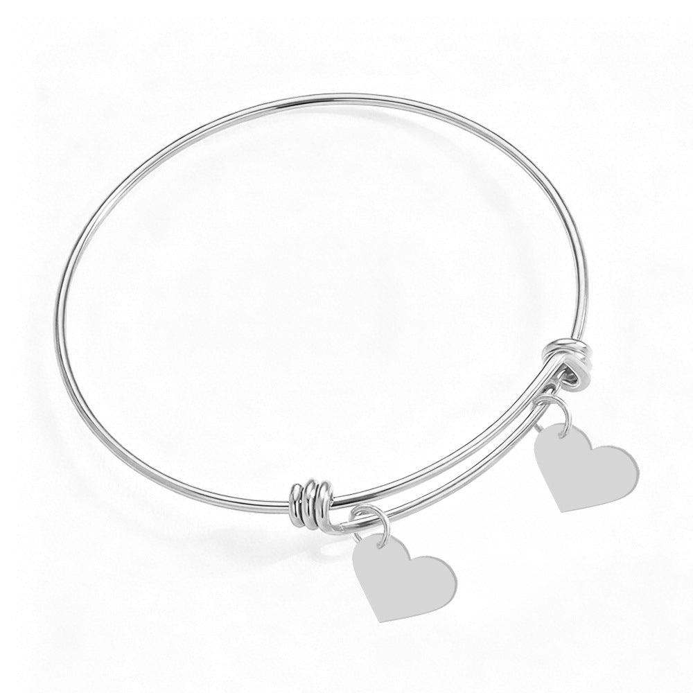 Heart-Shaped Stainless Steel Bracelet with Engraving: Romantic Couple's Bracelet