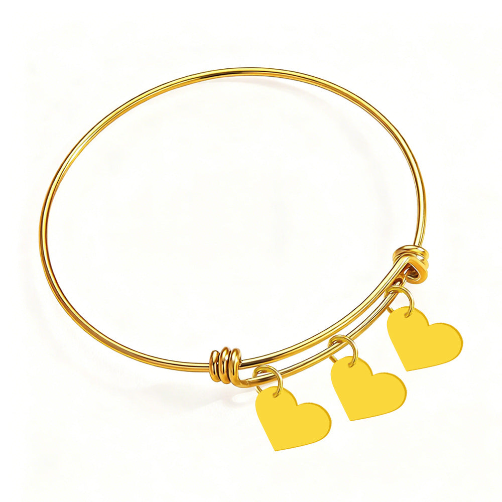 Heart-Shaped Stainless Steel Bracelet with Engraving: Romantic Couple's Bracelet