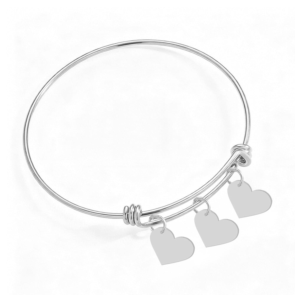 Heart-Shaped Stainless Steel Bracelet with Engraving: Romantic Couple's Bracelet