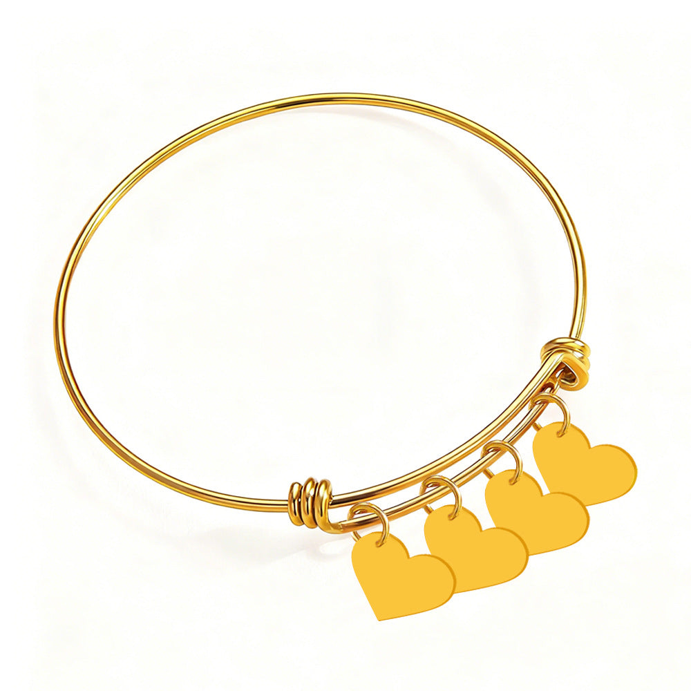 Heart-Shaped Stainless Steel Bracelet with Engraving: Romantic Couple's Bracelet