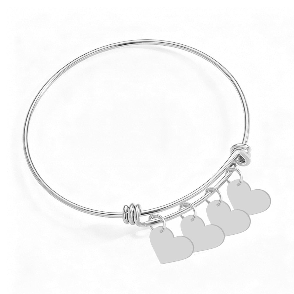 Heart-Shaped Stainless Steel Bracelet with Engraving: Romantic Couple's Bracelet