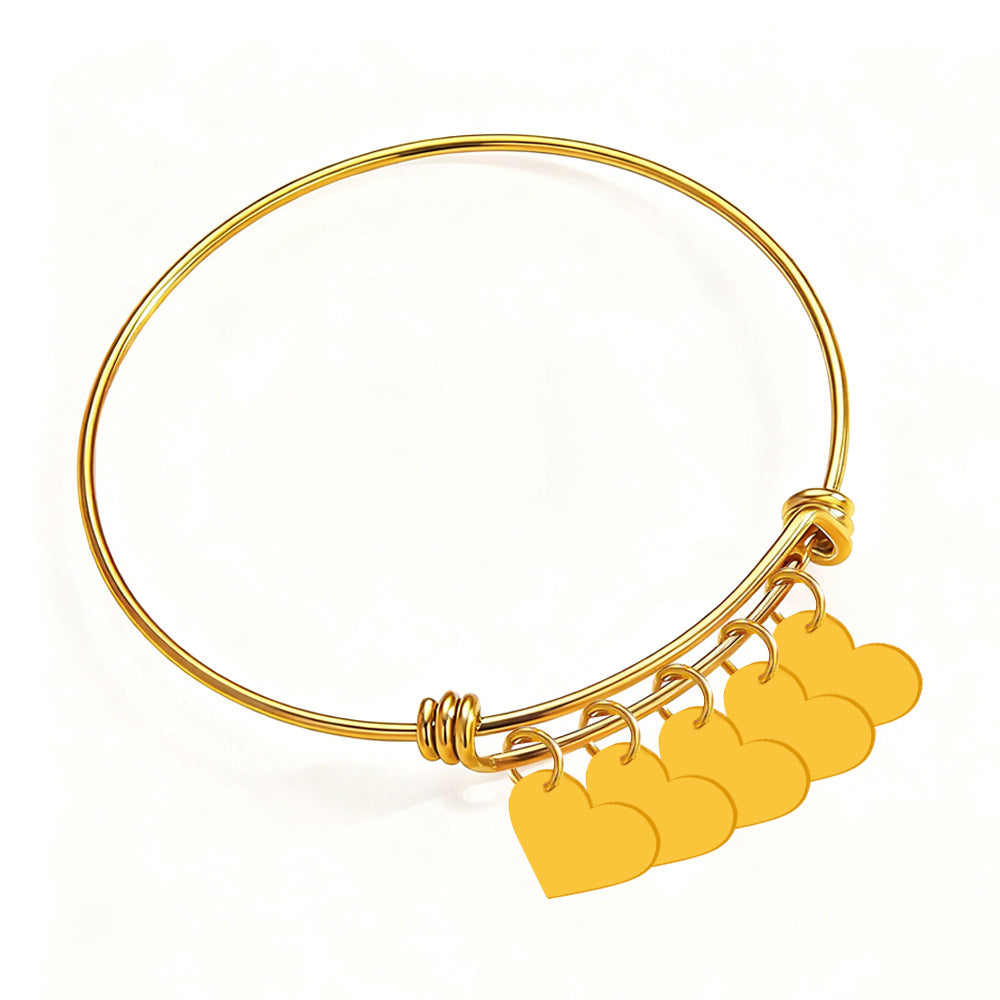 Heart-Shaped Stainless Steel Bracelet with Engraving: Romantic Couple's Bracelet