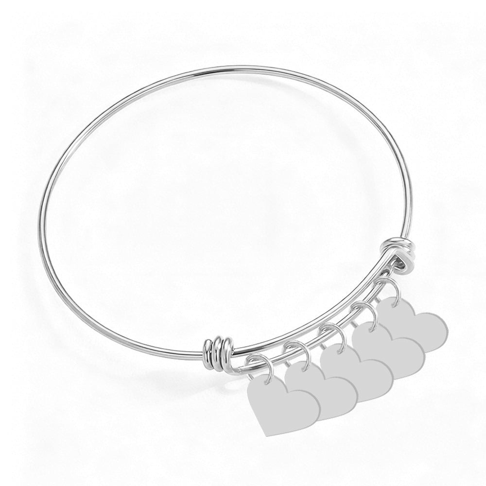 Heart-Shaped Stainless Steel Bracelet with Engraving: Romantic Couple's Bracelet