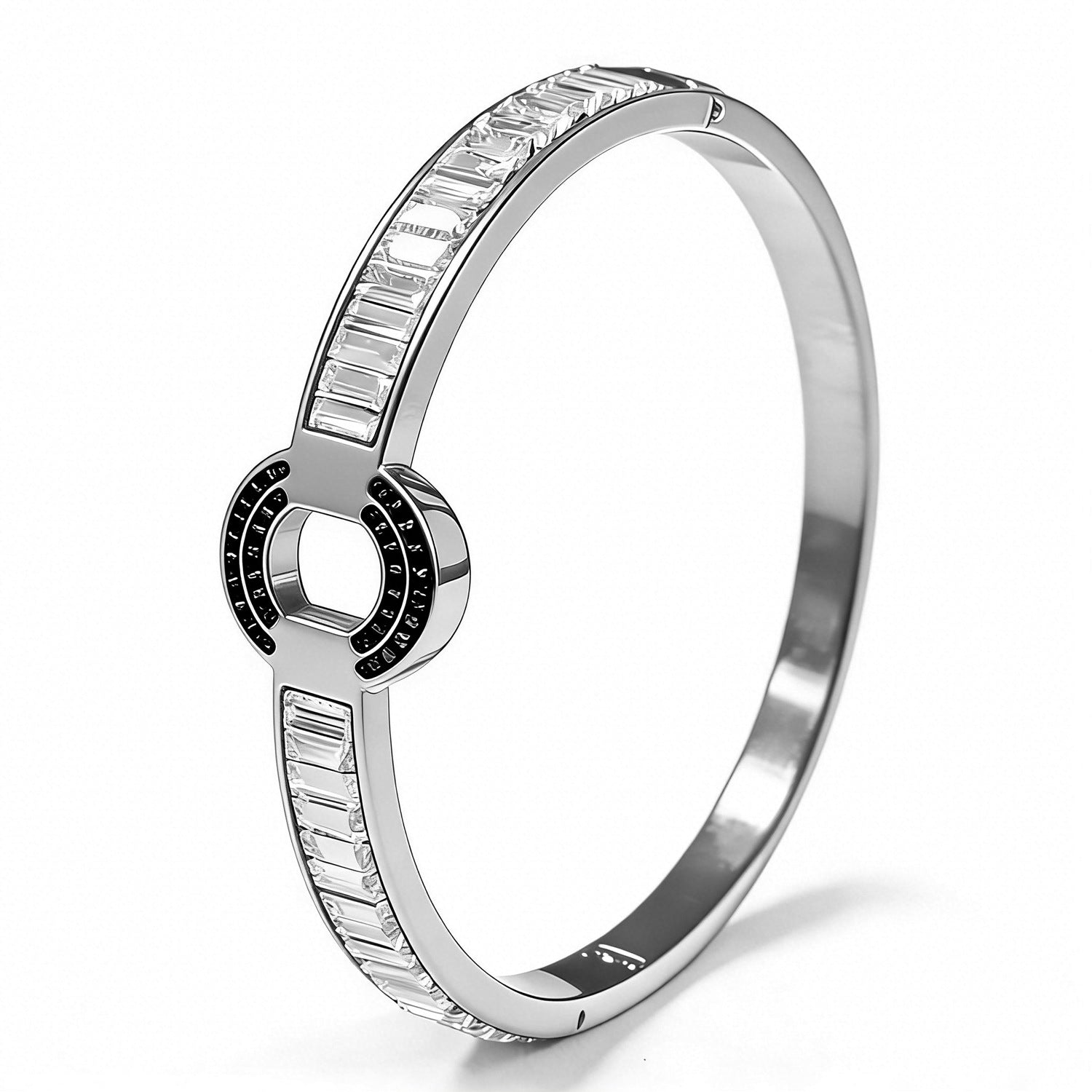 Stainless Steel Vacuum-Plated Geometric Bracelet Round Diamond-Set Bracelet for Women