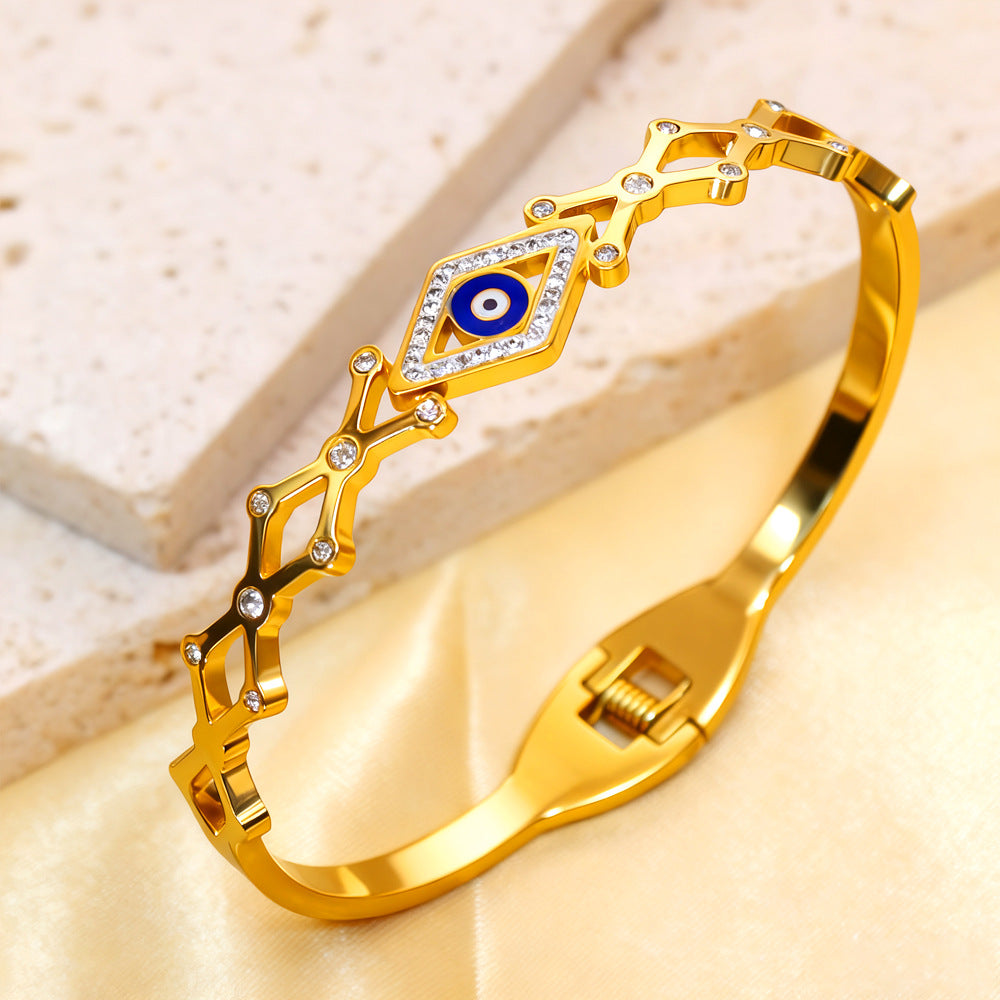 Devil's Eye Bracelet Vintage-inspired, Luxury-style, Diamond-studded, Titanium Steel, Fade-resistant