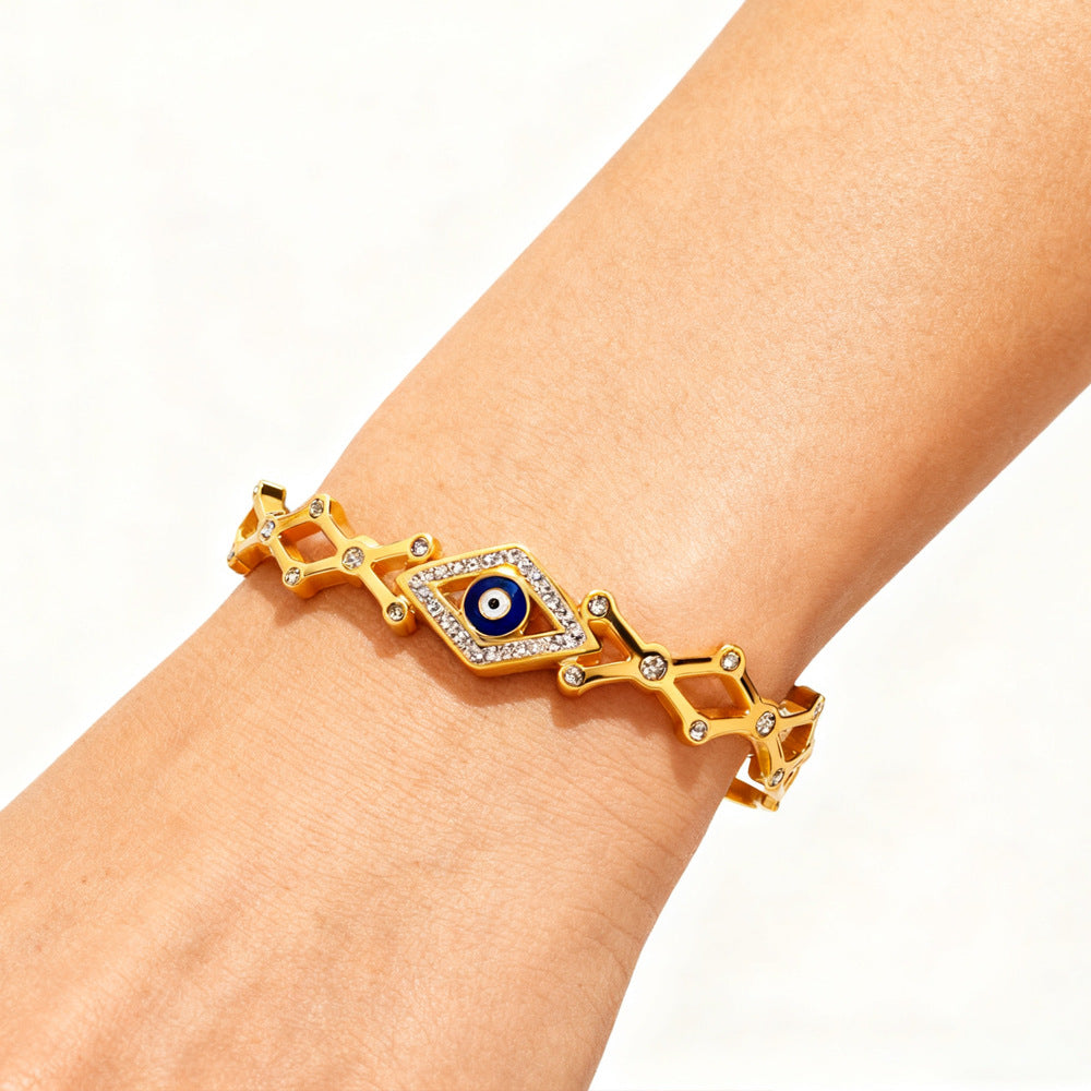 Devil's Eye Bracelet Vintage-inspired, Luxury-style, Diamond-studded, Titanium Steel, Fade-resistant