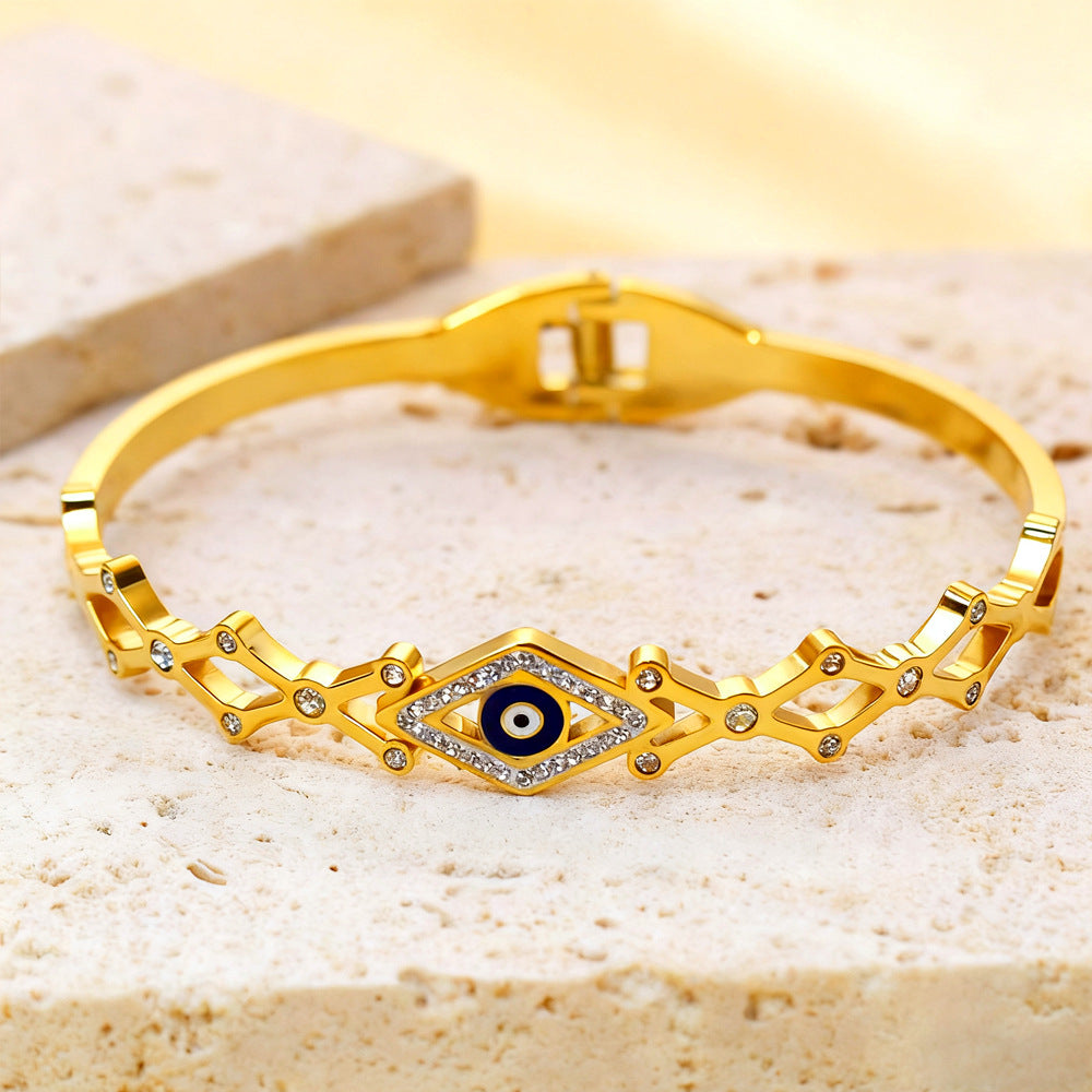 Devil's Eye Bracelet Vintage-inspired, Luxury-style, Diamond-studded, Titanium Steel, Fade-resistant