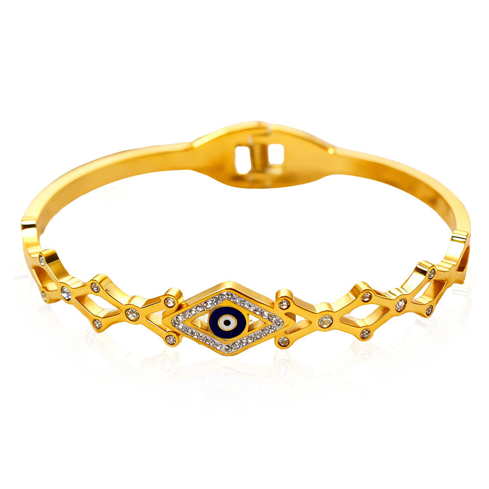 Devil's Eye Bracelet Vintage-inspired, Luxury-style, Diamond-studded, Titanium Steel, Fade-resistant