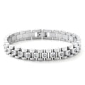 Shiny Retro-Style Rhinestone-Studded Stainless Steel Bracelet