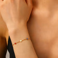 Fengcai Diamond Four-Leaf Clover Light Luxury Openwork Floral Bracelet Gold-Plated Titanium Steel Bracelet