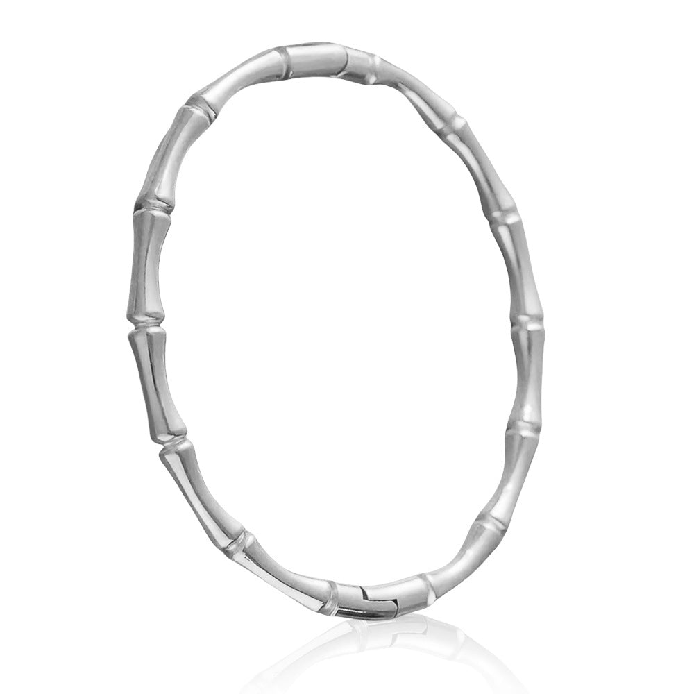 Custom Stainless Steel Bracelet Bamboo-Patterned Closed-End Titanium Steel Bracelet Solid Snap-Closure Bracelet