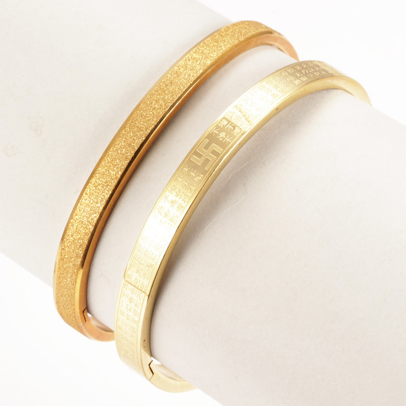 Traditional Heart Sutra Bracelet for Best Friends Solid Gold-Plated Matte Bracelet for Women