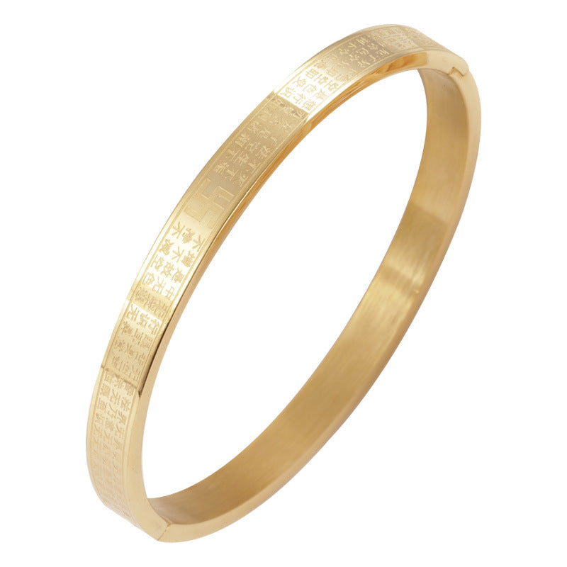 Traditional Heart Sutra Bracelet for Best Friends Solid Gold-Plated Matte Bracelet for Women