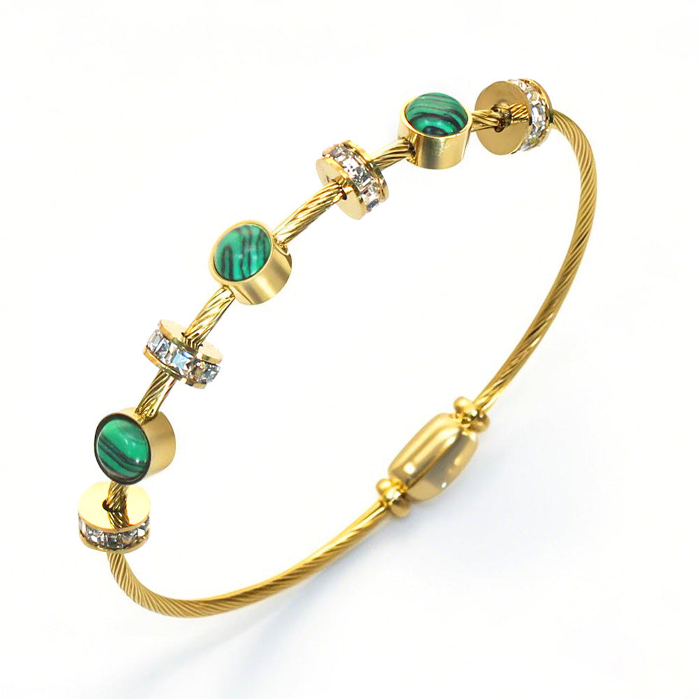 Stainless Steel Devil's Eye Bracelet Luxurious, High-End Diamond-Set Turquoise Bracelet