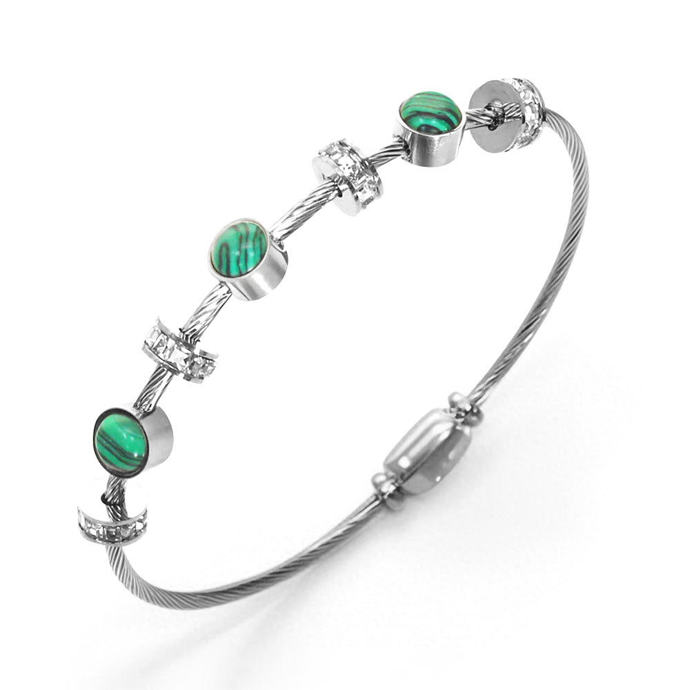 Stainless Steel Devil's Eye Bracelet Luxurious, High-End Diamond-Set Turquoise Bracelet