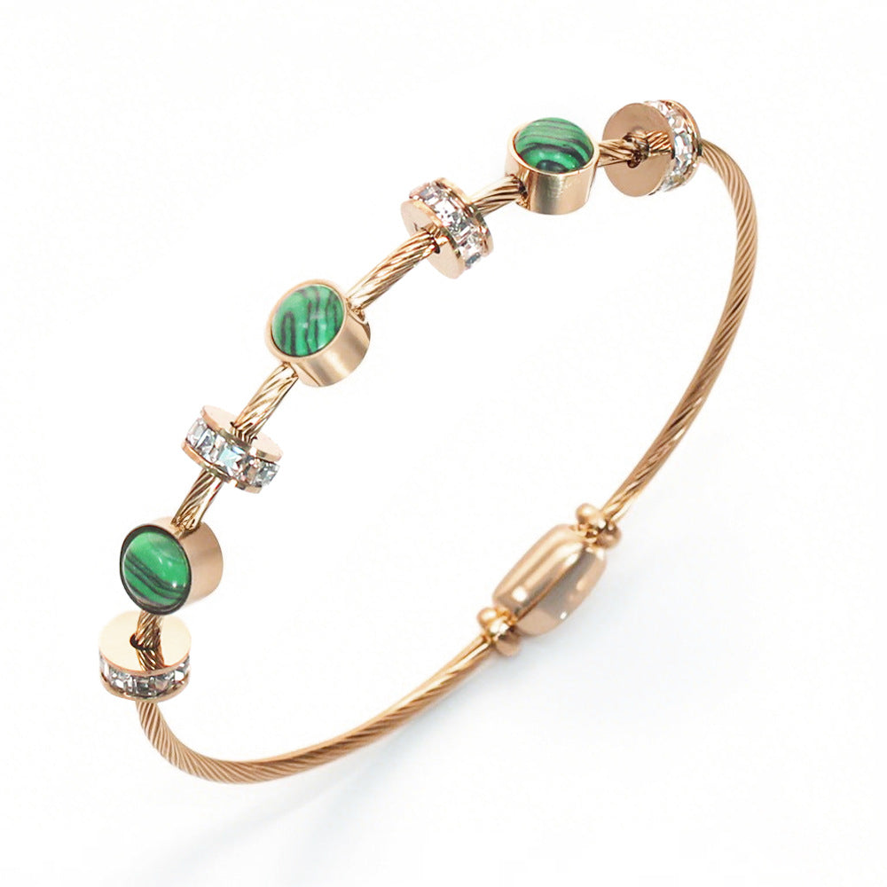 Stainless Steel Devil's Eye Bracelet Luxurious, High-End Diamond-Set Turquoise Bracelet